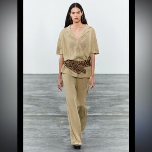 ZARA oversize jacquard KNIT polo Shirt